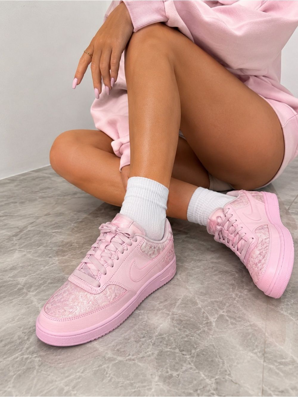 Nike Court Vision Low Shoes - Pink Lace Sneakers